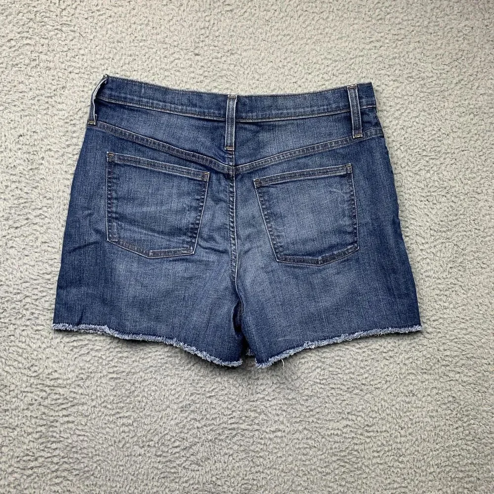 J.Crew Shorts Womens 32 Blue Denim Mid Rise Cutoff Raw Hem Stretch Casual
